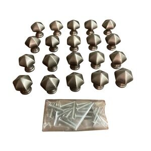 20 Emtek Hexagon Knob 86120US15A Brass 1 3/8" Cabinet Knobs Screws Lot